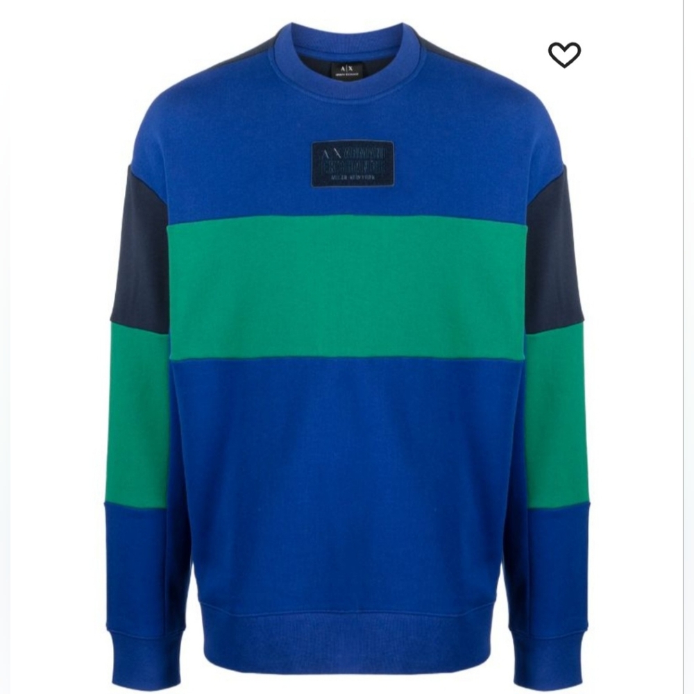 Armani Exchange logo-patch stripe sweatshirt